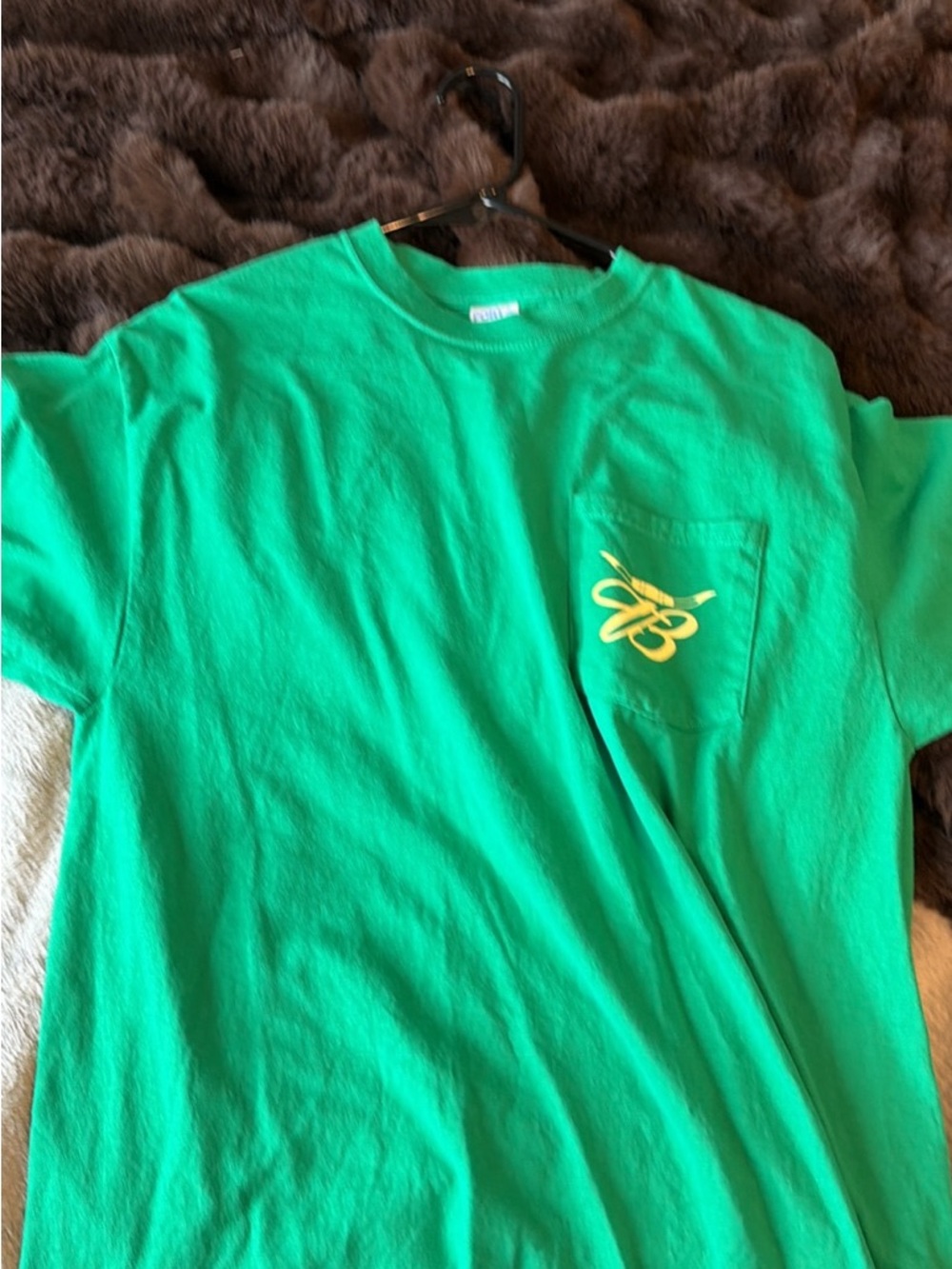 Bussin With The Boys Green Pocket Tee with Yellow Accent